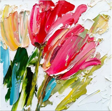  fleur - Tulipes fleurs par Couteau à palette art mural minimalisme